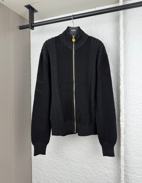 Versace Head Jacquard Zip Knit Sweater