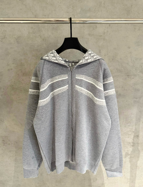 Dior Reversible Cashmere Blend Hoodie with Oblique Pattern