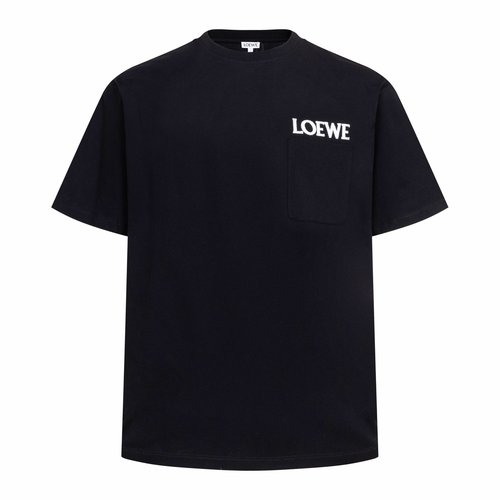 Loewe Black Pocket Letter Embroidery Crew Neck T-Shirt