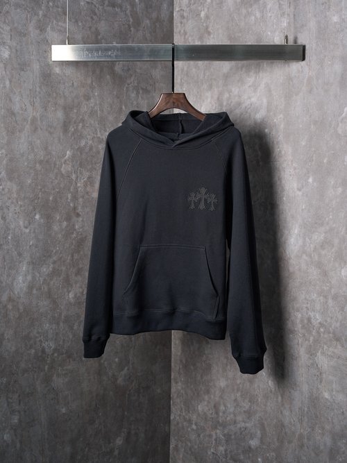 Chrome Hearts Black Gothic Embroidered Hoodie with Logo