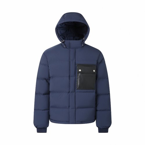 Bottega Veneta Pocket Patchwork Leather Knit Down Jacket