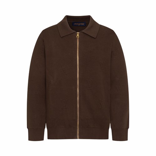 Louis Vuitton Soft Knit Zip-up Jacket with Embossed Logo