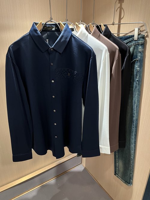 Louis Vuitton Light Business Collared Shirt with Logo Press
