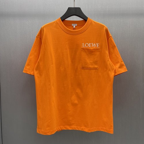 Loewe Cotton T-Shirt with Chest Pocket and Embroidery