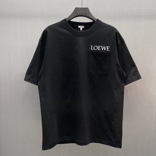 Loewe Cotton T-Shirt with Chest Pocket and Embroidery