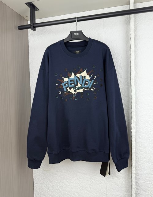 Fendi Graffiti Embroidery Round Neck Sweatshirt