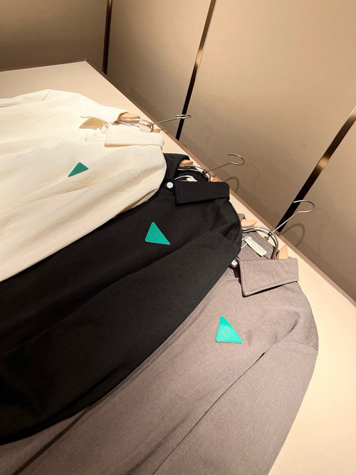 Bottega Veneta Solid-color Shirt with Leather Logo Design