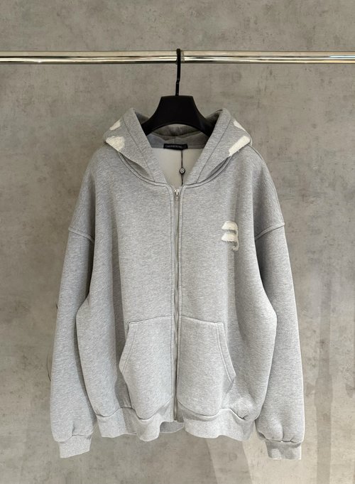 Balenciaga Stylish Zip-Up Sweatshirt with Burnout Accents