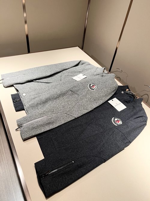 Moncler Soft Woolen Jacket with Logo Badge Design