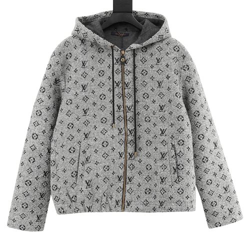 Louis Vuitton Printed Hooded Zip-up Jacket with Logo