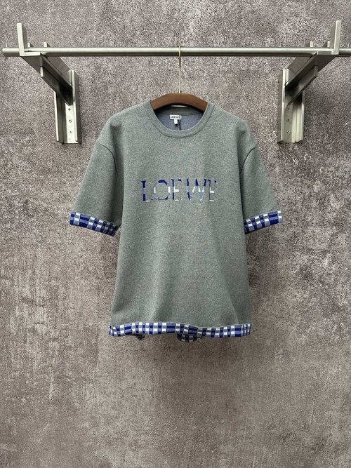 Loewe Wool-Cotton Jacquard Collared T-Shirt with Logo