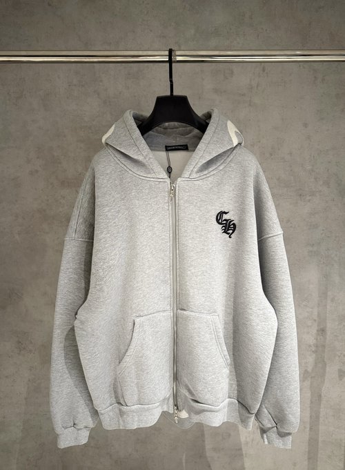 Chrome Hearts Luxury Zip-Up Hoodie, Heavy Fabric & Laser Burn Design