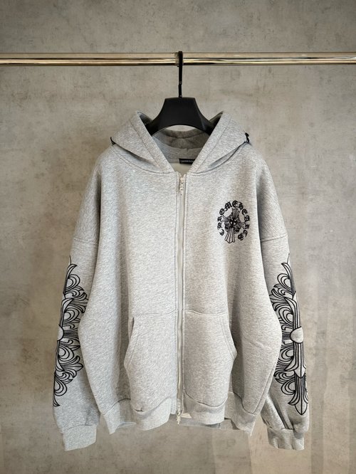 Chrome Hearts Heavyweight Zip-up Hoodie with Laser Burnout Design