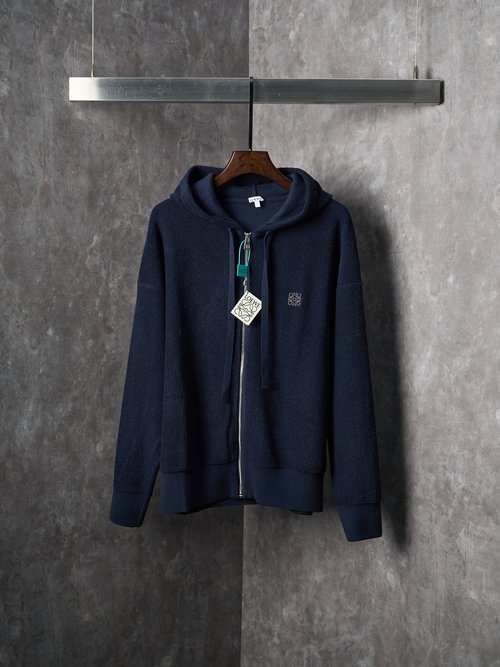 Loewe Wool Zip-Up Hoodie with Anagram Embroidery