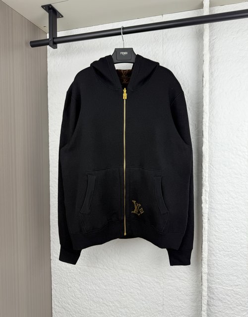 Louis Vuitton Letter Jacquard Double-Sided Knit Zipper Jacket