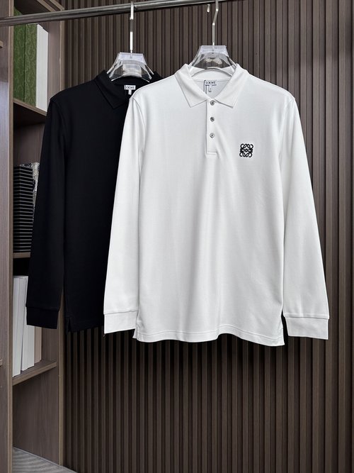 Loewe Black and White Long-sleeve Polo Shirt