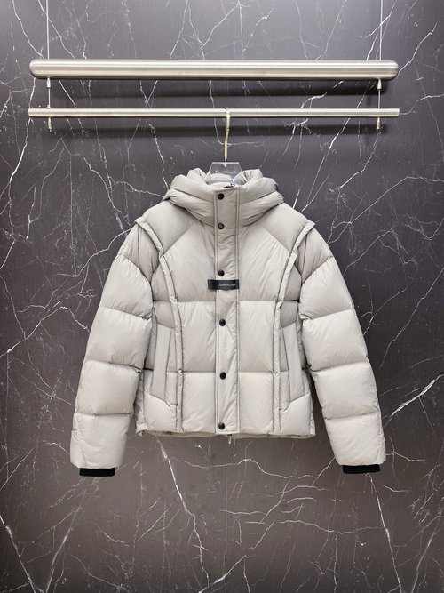 Balenciaga Hooded Down Jacket with Brand Logo