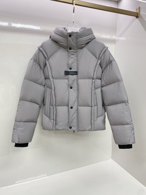 Balenciaga High-Collar Matte Down Jacket with Logo