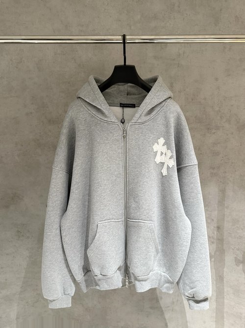 Chrome Hearts Premium Quality Zip-up Hooded Sweatshirt with Fox Fur Lining