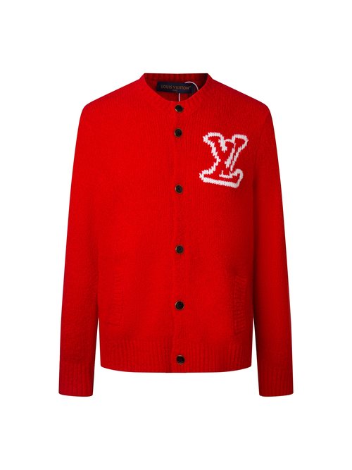 Louis Vuitton Letter Mosaic Cotton Wool Blend Sweater Coat