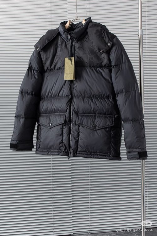 Gucci Waterproof Hooded Down Jacket with GG Pattern