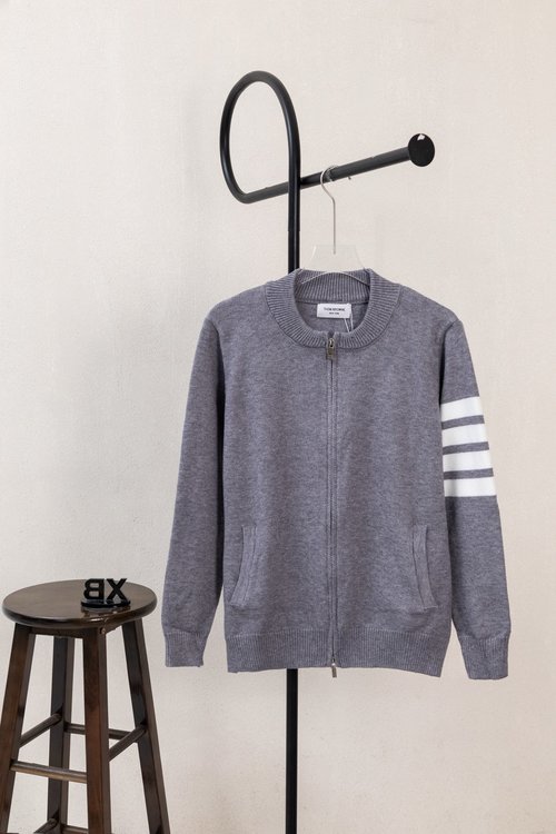 Versace Knitted Jacket with Four-stripes and High-quality Fabric