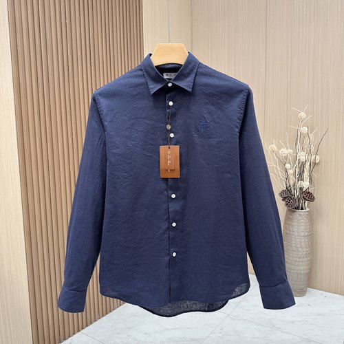 Loro Piana Classic Embroidered Linen Shirt for Professional Occasions