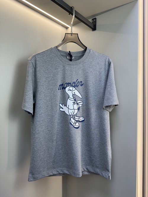 Moncler Cotton Short Sleeve T-Shirt with Logo and Pattern