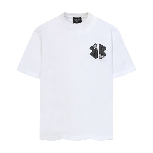 Balenciaga Custom Fabric Round Neck T-Shirt with Engraved Pattern