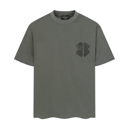 Balenciaga Custom Fabric Round Neck T-Shirt with Engraved Pattern