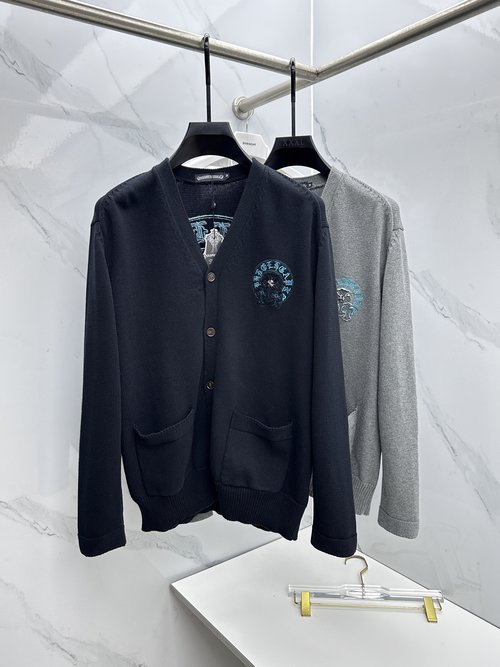 Chrome Hearts Soft Knitted Cardigan with Metal Emblem