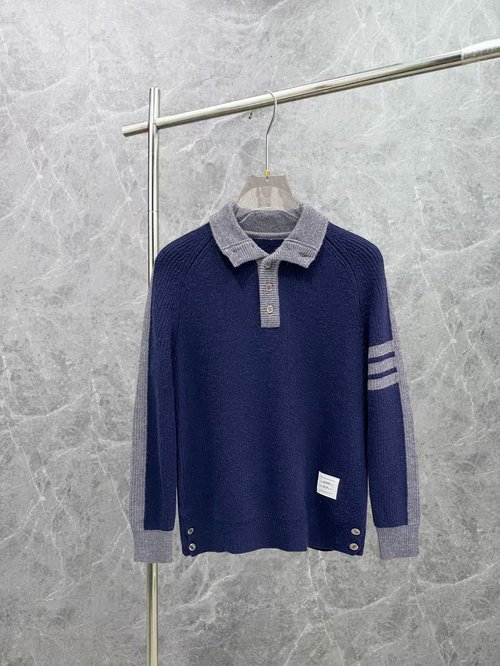 Thom Browne Fine Wool Knit Zippered Coat