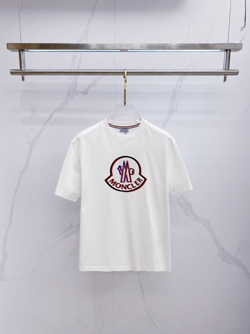 Moncler Black and White Premium Cotton Round Neck T-Shirt