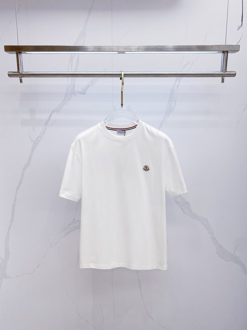 Moncler Premium Cotton Round Neck T-Shirt, Black & White