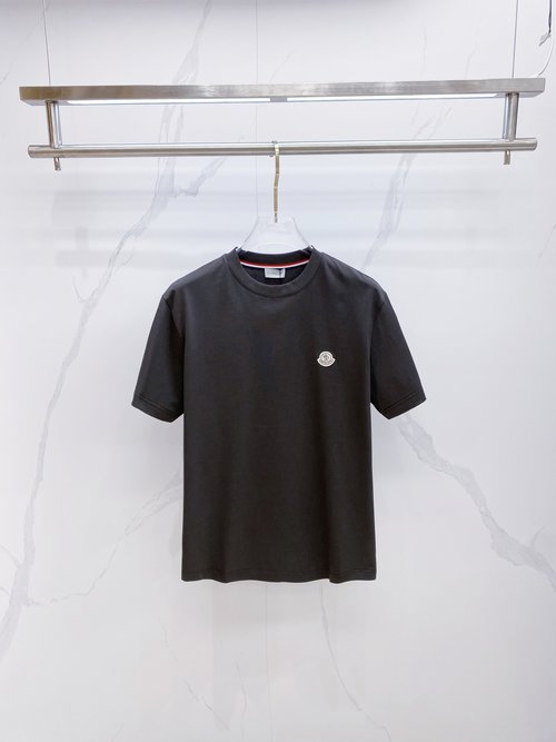 Moncler Premium Cotton Round Neck T-Shirt, Black & White