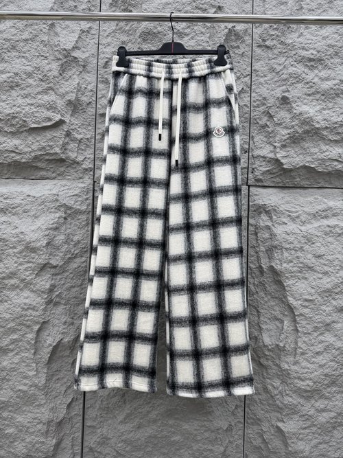 Moncler Fleece-Lined Checked Trousers