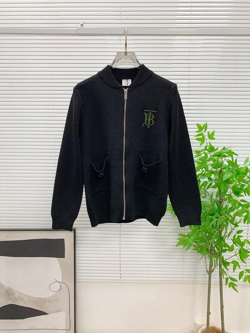 Burberry Black Knit Jacket with Logo and Horse Design