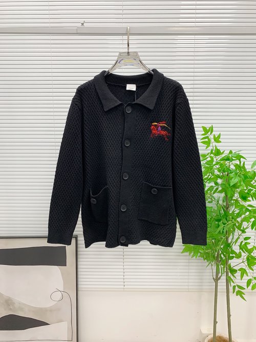 Burberry Black Knit Jacket with Logo and Horse Design