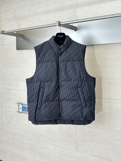 Dior Stand Collar Oblique Print Down Vest