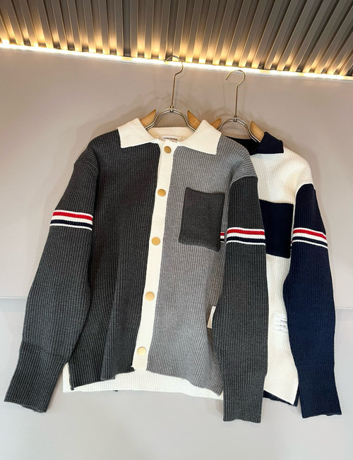 Thom Browne Soft Knit Wool Sweater with Striped Design