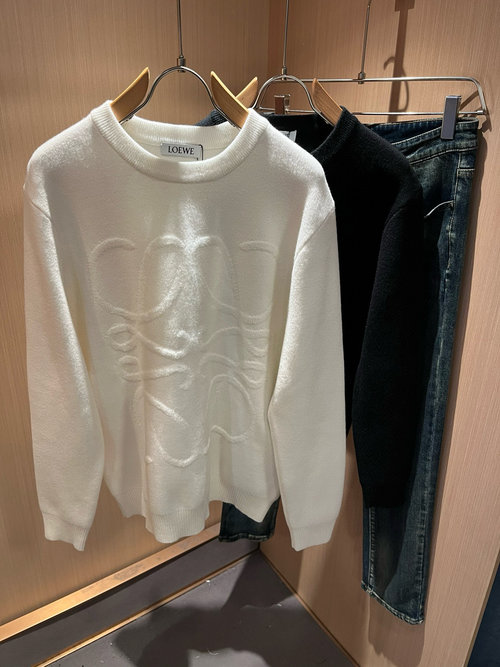Loewe Knit Wool Sweater with Logo Hook Design