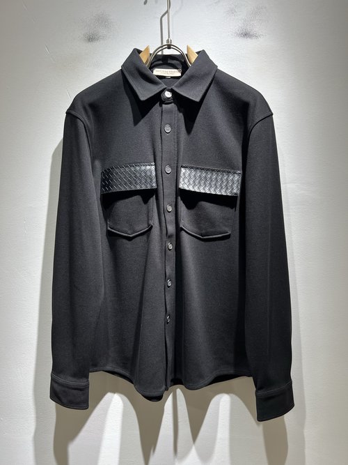 Bottega Veneta Solid Color Shirt with Leather Logo Design
