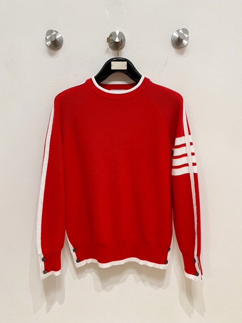 Thom Browne Exclusive Chinese Red Knitted Woolen Sweater (Unique Traditional Red Knitted Pullover)