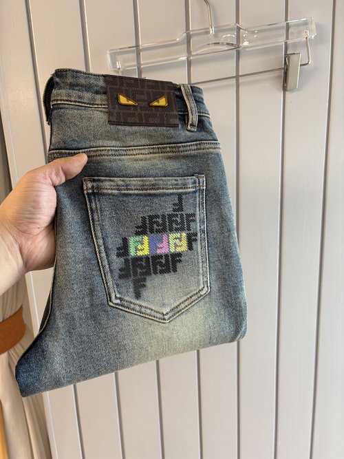 Fendi Soft Jeans with Luxury Leather Waist Tag