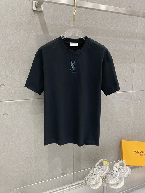 Yves Saint Laurent Deluxe Cotton Short Sleeve T-Shirt Featuring 3D Logo