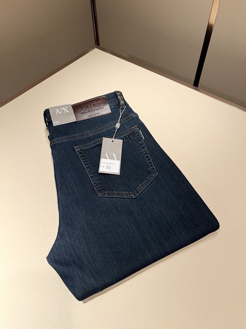 Armani Classic Straight-Leg Jeans with Logo Waist Tag