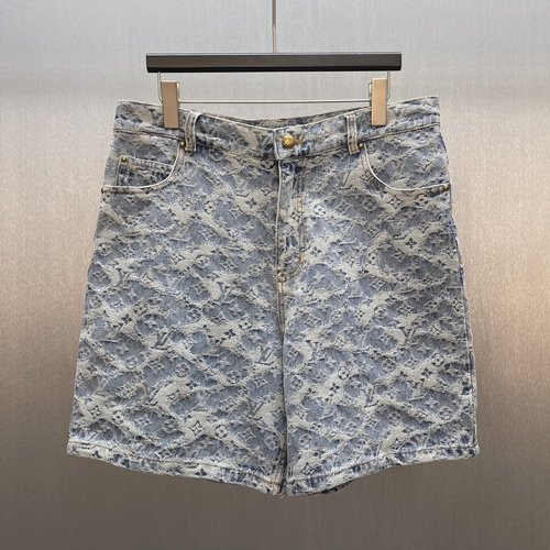 Gucci Foggy Monogram Embroidered Denim Truck Shorts