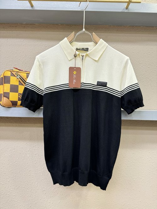 Loro Piana Fashionable Knitted Short-sleeved Shirt, Soft and Luxurious