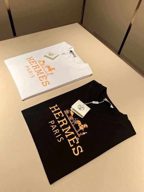 Hermes Upgraded Basic Short-sleeved T-shirt with Logo Print