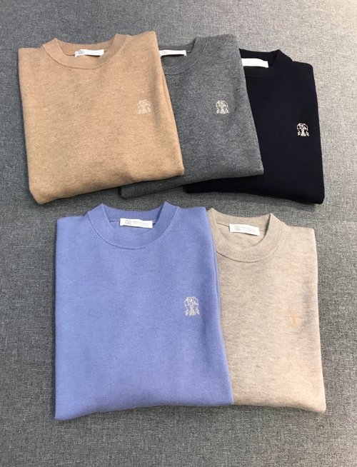 Brunello Cucinelli Luxury Pure Wool Sweater with Brand Embroidered Logo